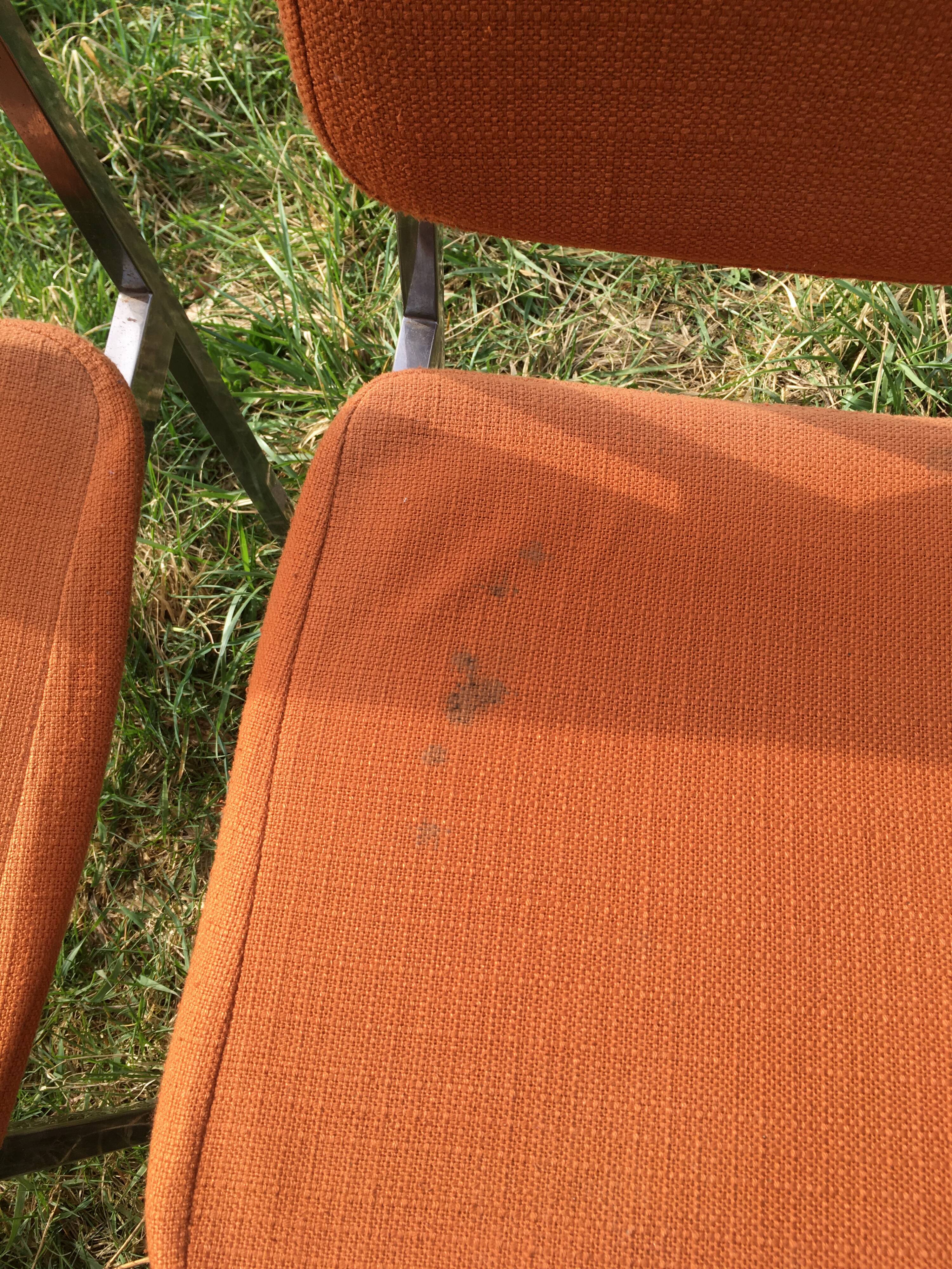 LOT of 8 chairs in orange fabric '70s very comfortable