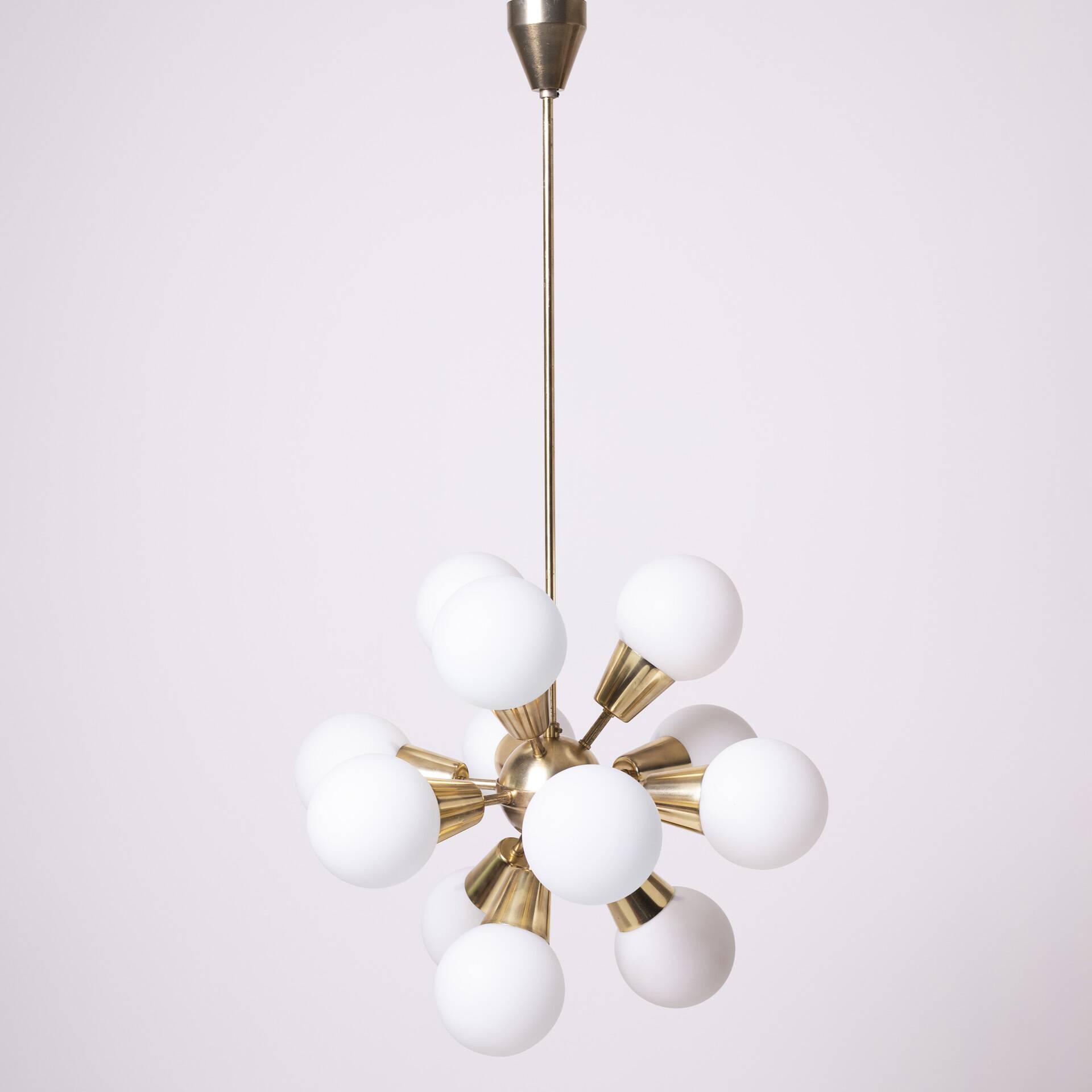 Sputnik Chandelier by Kamenicky Senov, Czechoslovakia, 1970s, Brass / glass