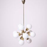 Sputnik Chandelier by Kamenicky Senov, Czechoslovakia, 1970s, Brass / glass
