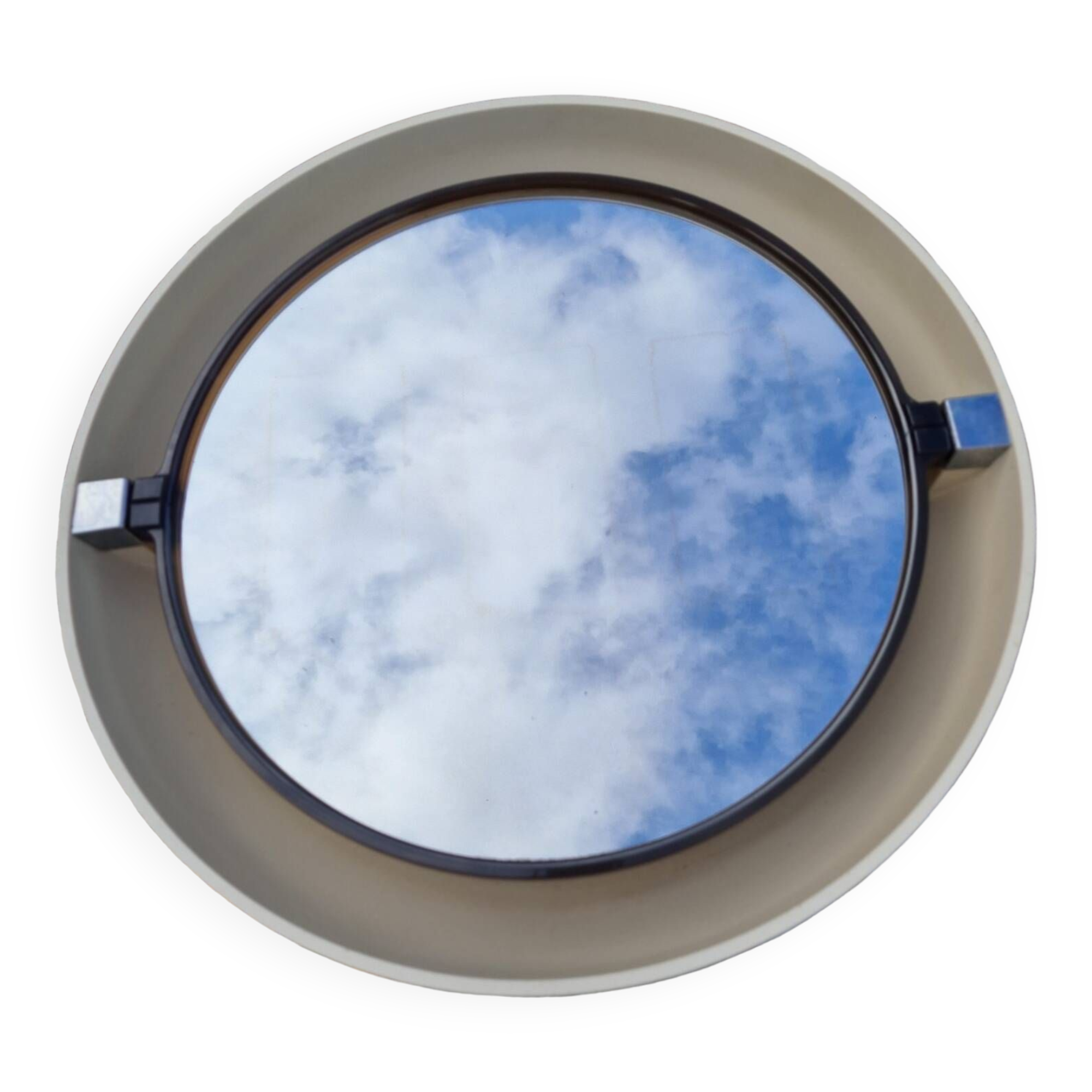 Round illuminated plastic mirror from the 70s