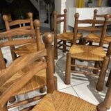 Set of 8 Charles Dudouyt Brutalist Dining Chairs 1960