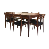 Ensemble table et chaises en palissandre