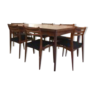 Ensemble table et chaises en palissandre