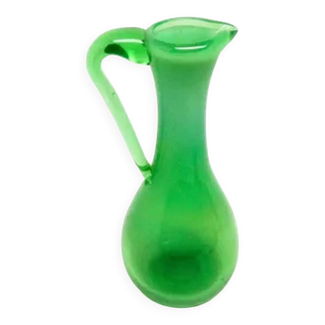Modernist jug, turquoise glass, designed by J. Słuczan-Orkusz, Poland, 1970s
