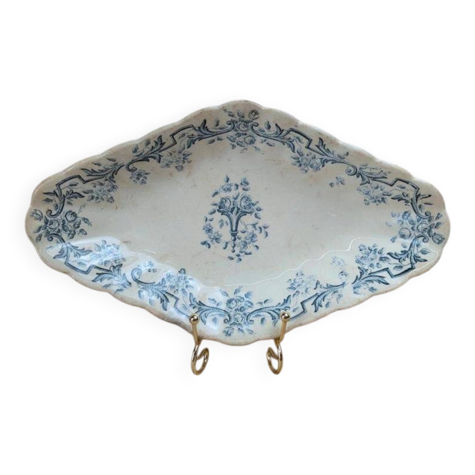 Ravier ironstone Longchamp model Louis XVI with old blue decoration.