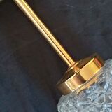 3-spoke brass chandelier and chissed glass