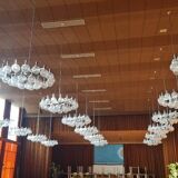 Large chromed spider Sputnik lamp with 24 hand-blown ice glass balls from Ott International, Germany, 1960s.