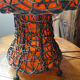 Large mushroom lamp in woven rattan