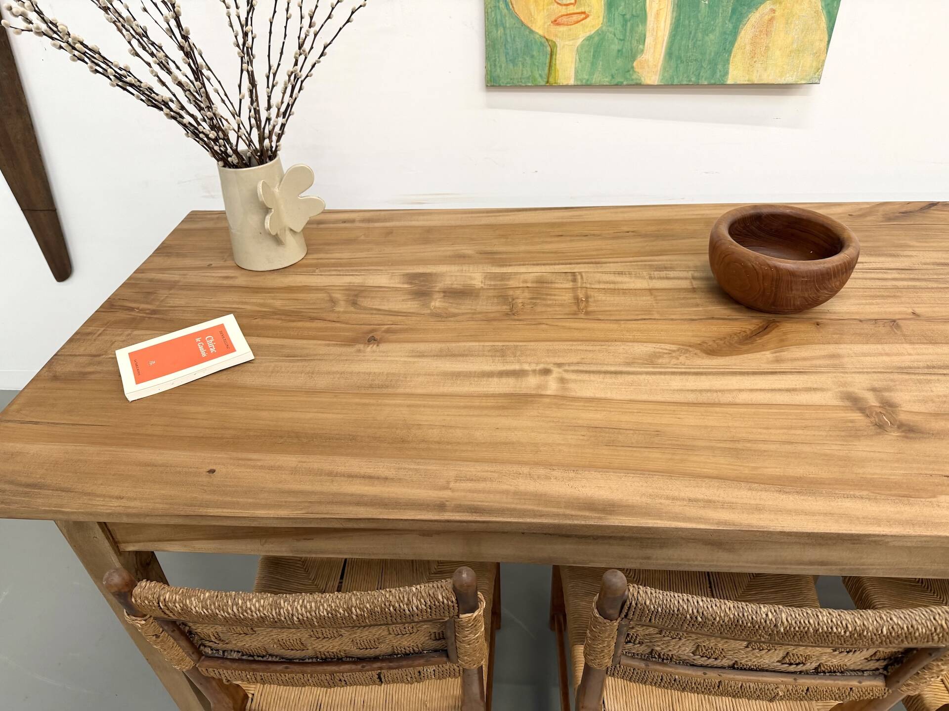 XXL solid walnut table with tapered legs