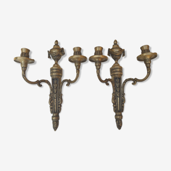 Pair of bronze wall lamps