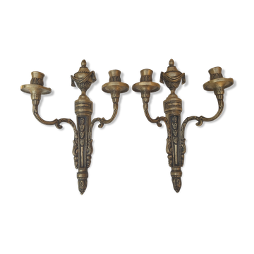 Pair of bronze wall lamps
