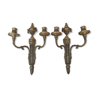 Pair of bronze wall lamps