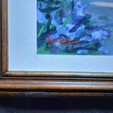 Double-sided Impressionist painting: watercolour + signed gouache