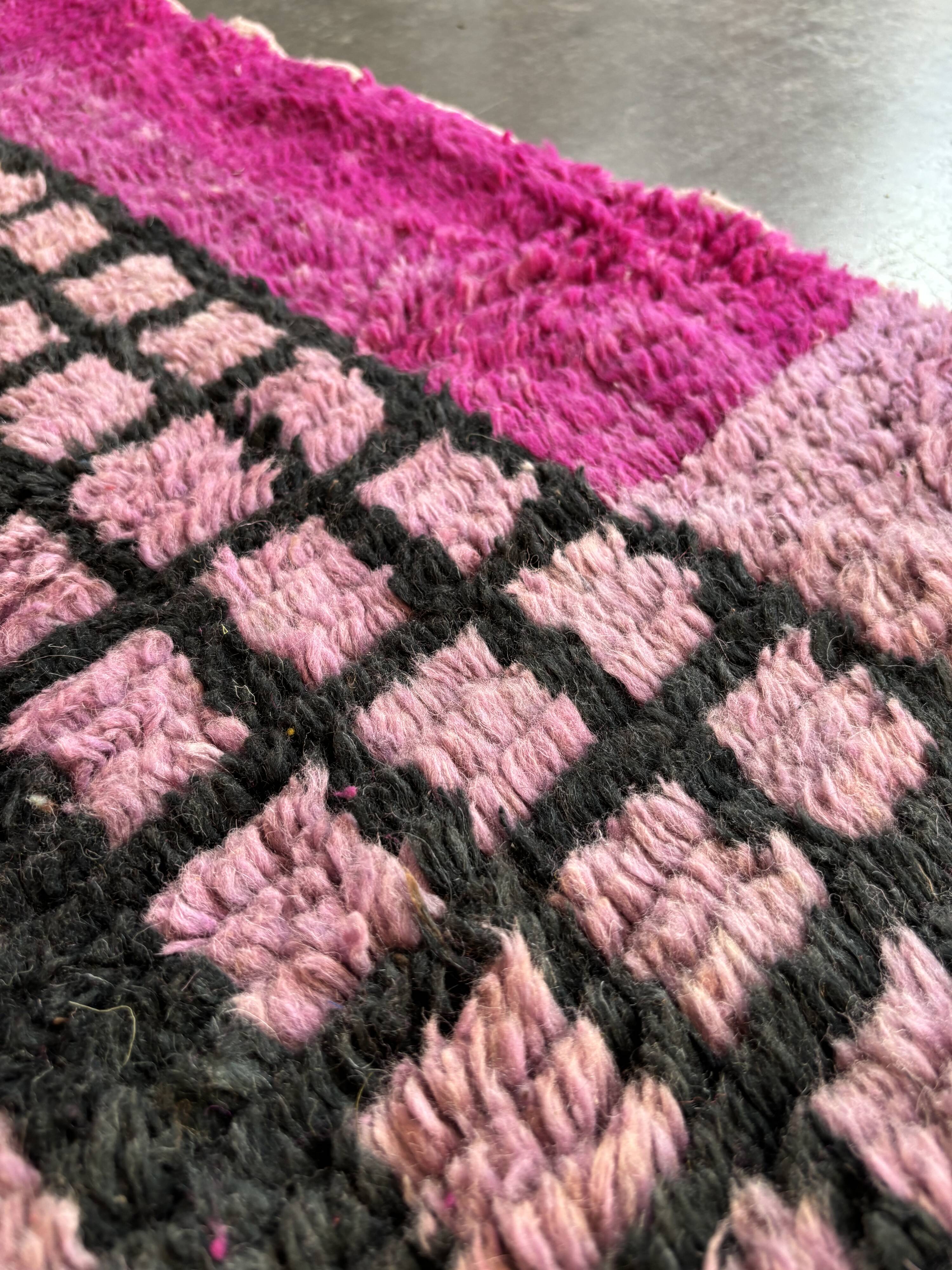 New purple berber wool rug 75x355