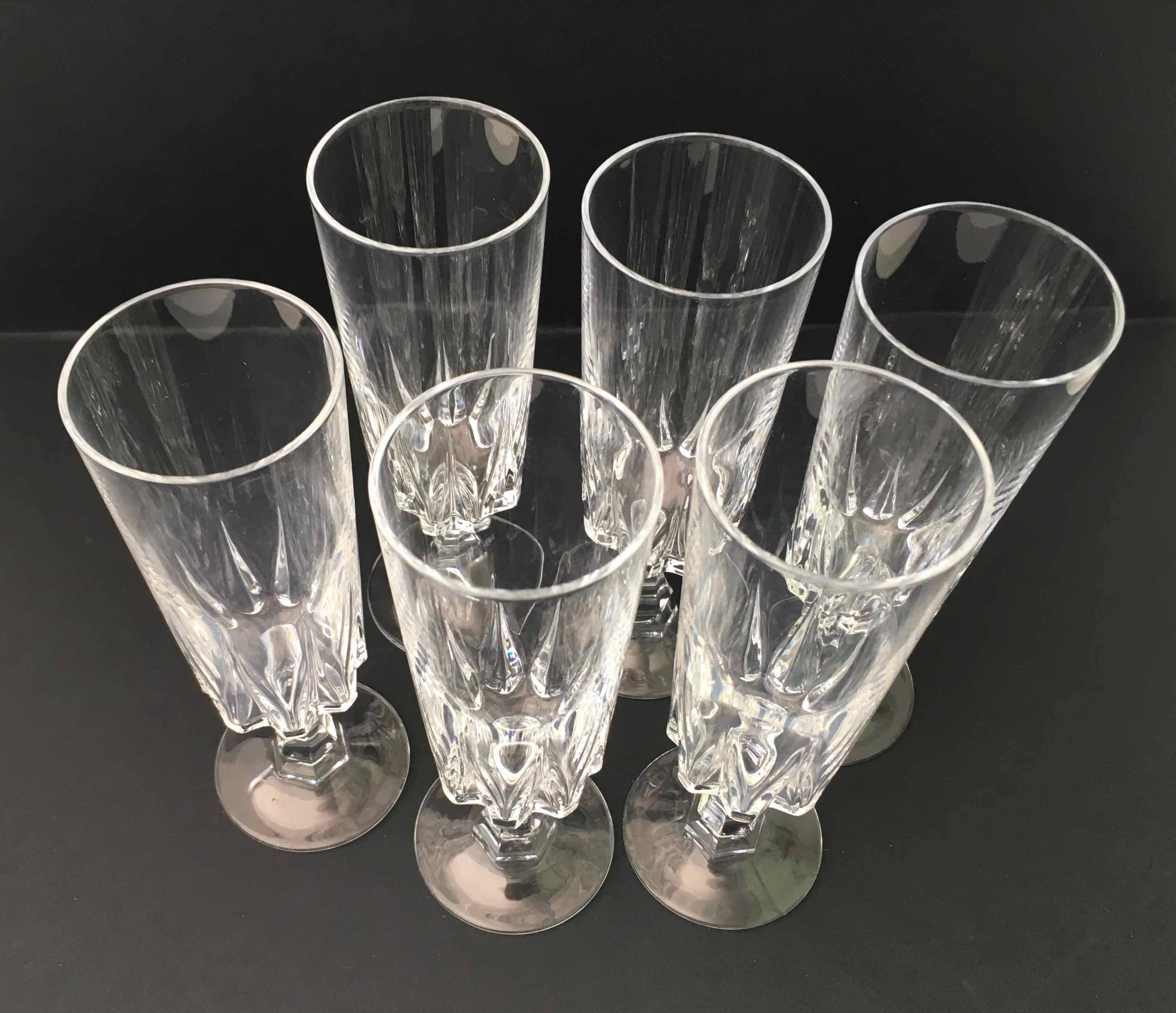 6 cut crystal flutes