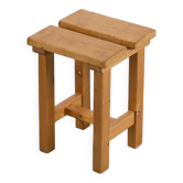 Solid pine stool, France circa 1970