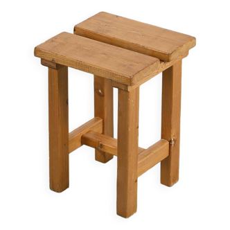 Solid pine stool, France circa 1970