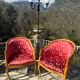 Pair of Empire style swan-neck bergère armchairs