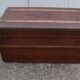 Old wooden trunk covered leather travel chest
