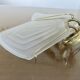 Double wall lamp in frosted glass and gold metal from the 70s