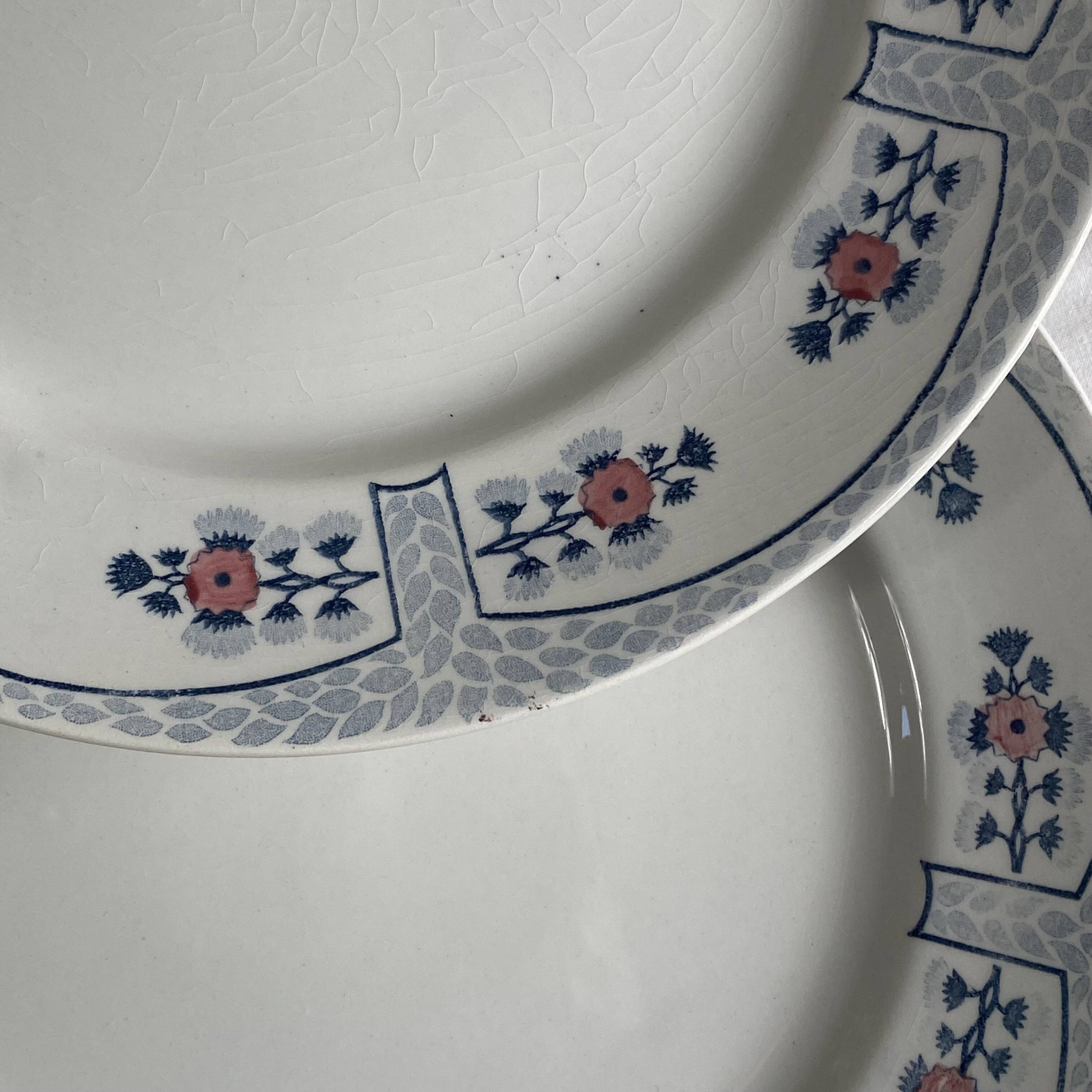 6 flat plates Creil and Montereau Toledo antique earthenware