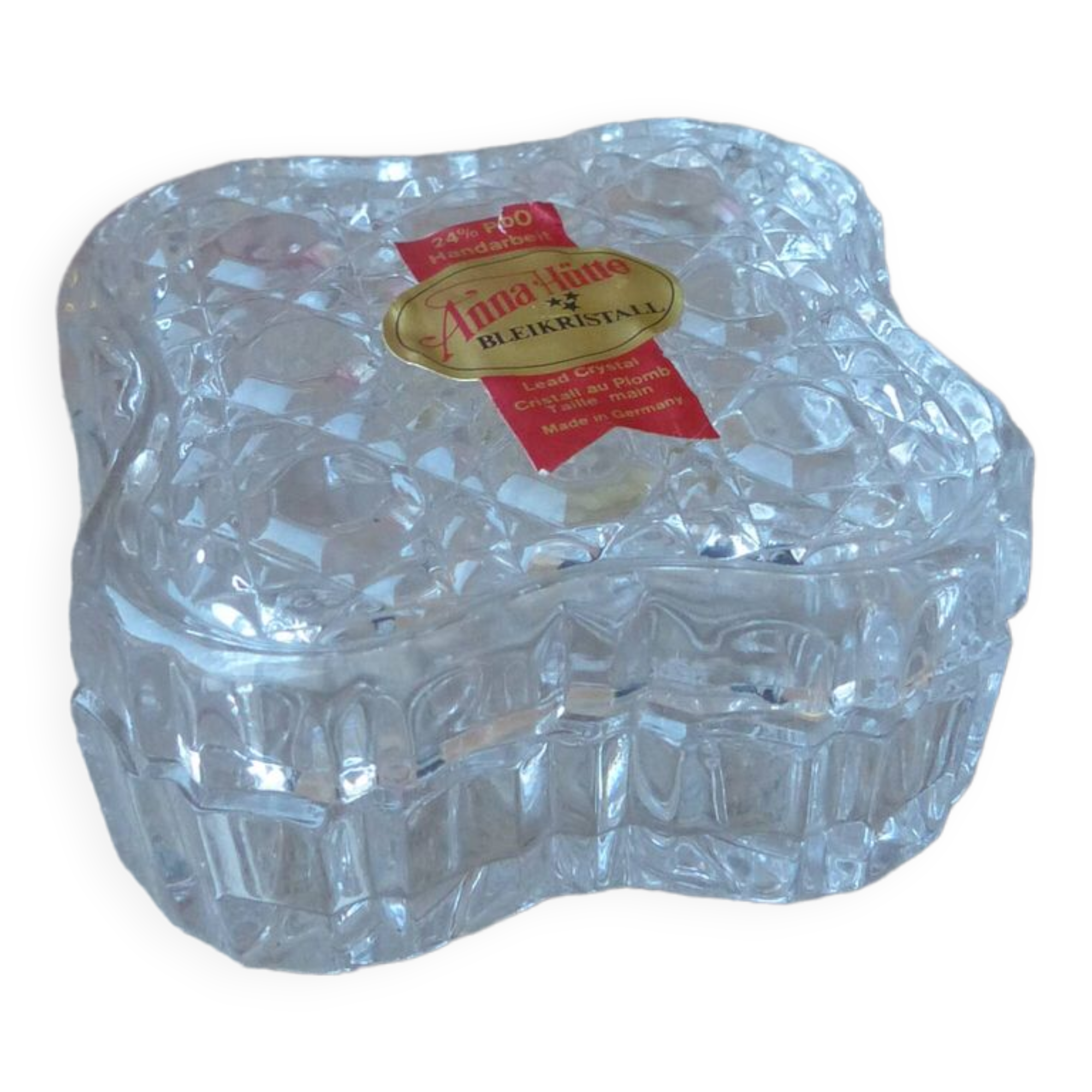 Old small square crystal box Anna Hütte