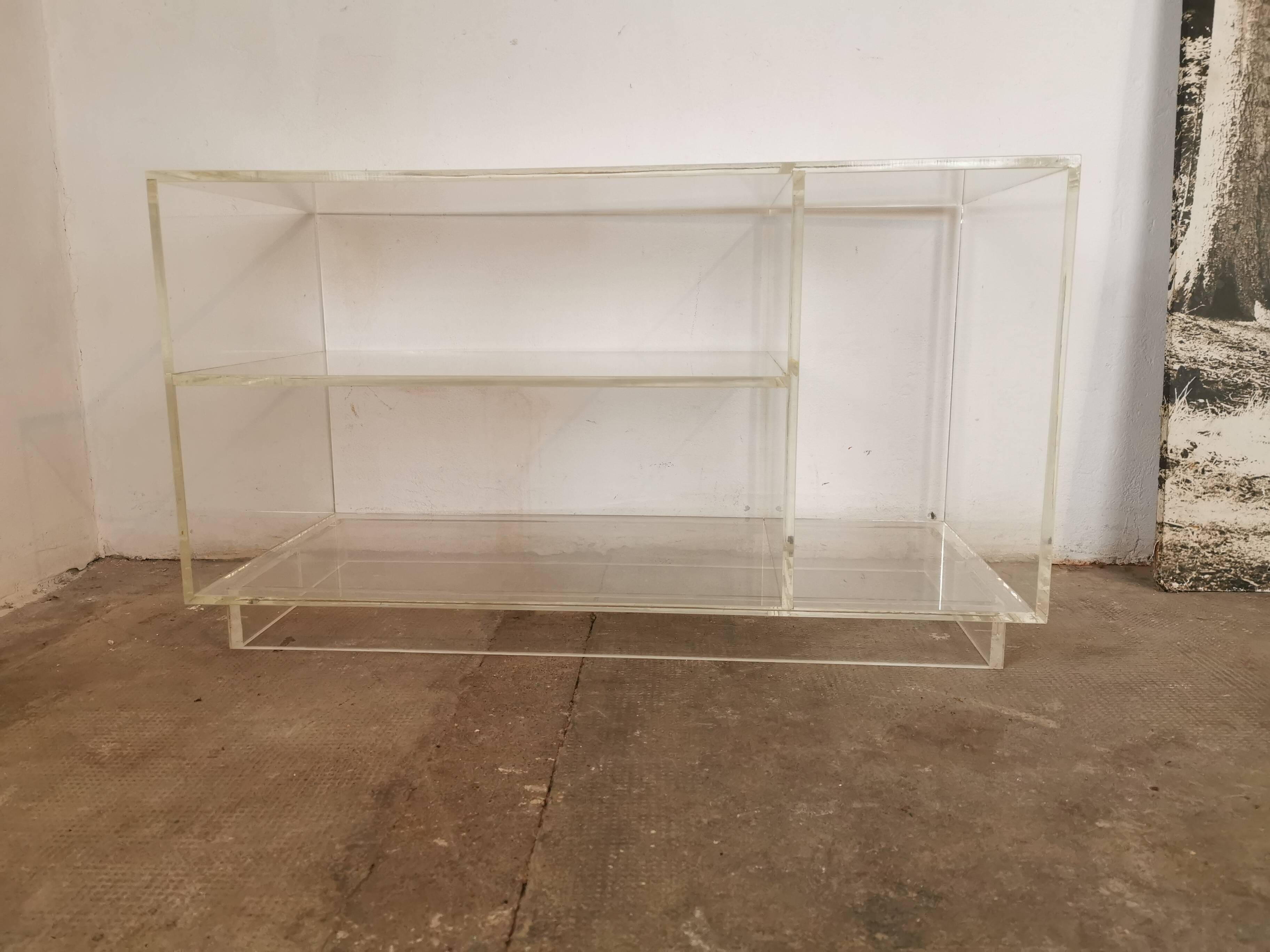80s plexiglass hi-fi furniture shelf