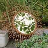 Vintage rattan sun mirror 65 cm