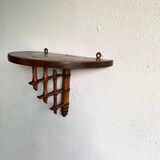 Wooden wall shelf, bamboo sculpture
