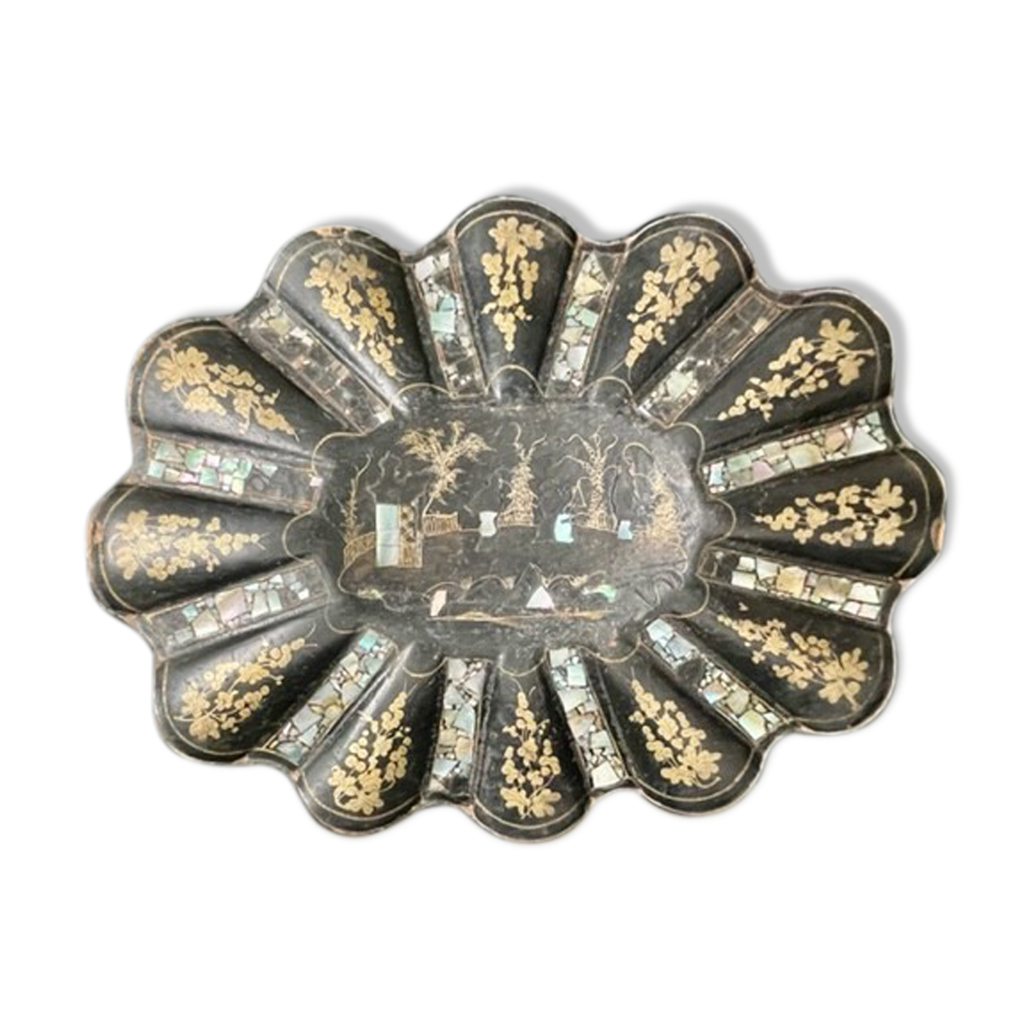 Empty basket pocket Napoleon III wood inlaid with mother-of-pearl.