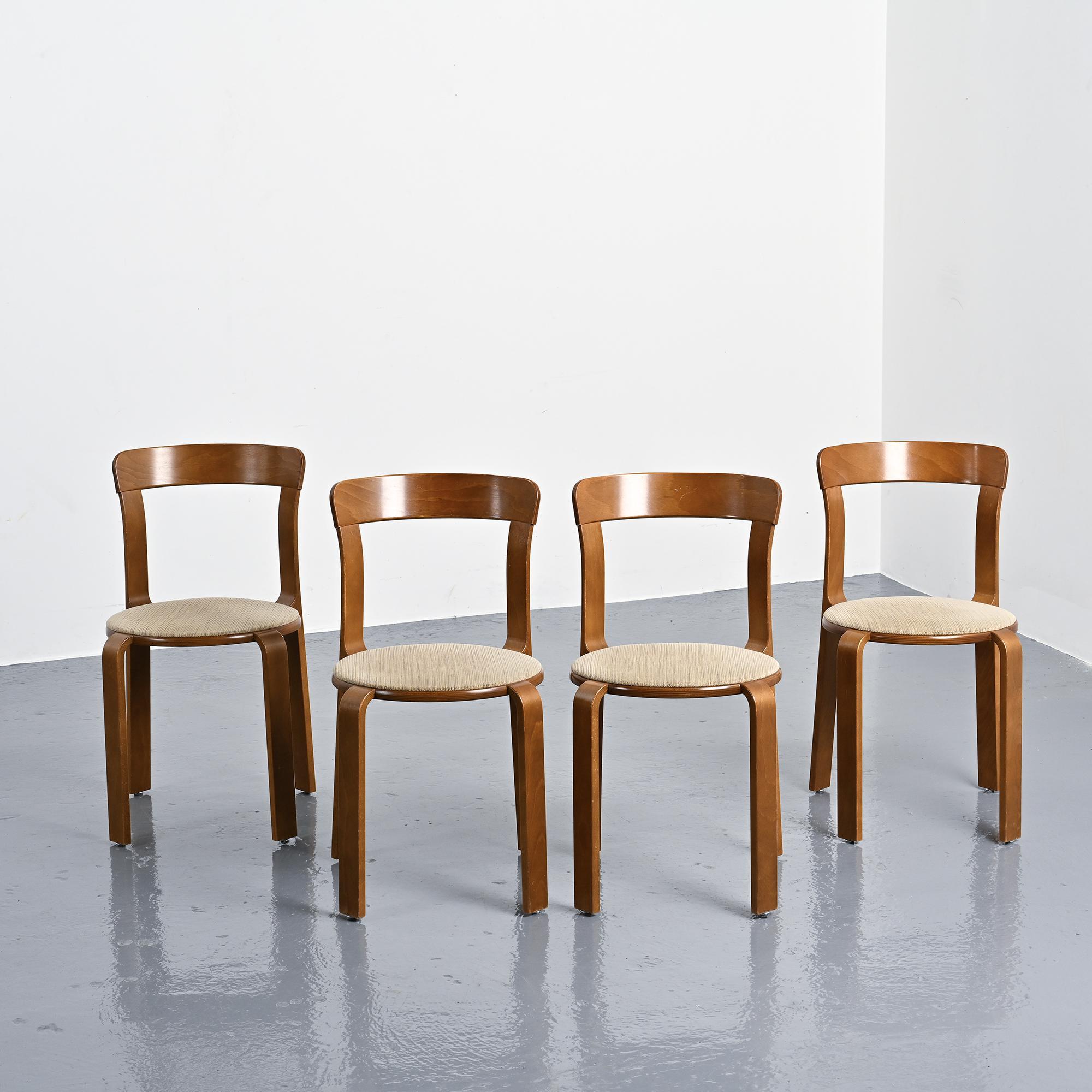 Set of 4 vintage chairs by Bruno Rey, Dietiker Switzerland