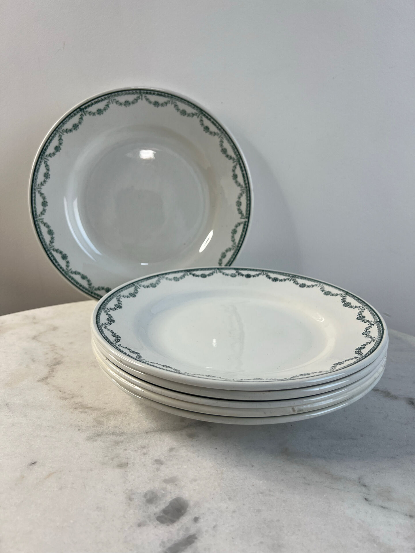 Lot de 6 assiettes plates en faïence Saint Amand 22,5cm