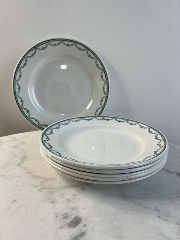 Lot de 6 assiettes plates en faïence Saint Amand 22,5cm