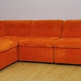 Orange corduroy modular sofa, 70s