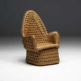 Vernacular Woven Straw Armchair, France, Early 20th Century