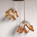 Pair of Murano glass tulip suspensions from 1970.