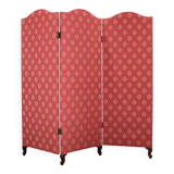 Antique Paravan with Fabric, Czechoslovakia