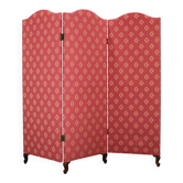 Antique Paravan with Fabric, Czechoslovakia