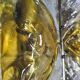 Amber glass and brass wall light by Mazzega, set of 2.