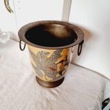 Cloisonné style cava bucket or bronze champagne bucket from the 1960s