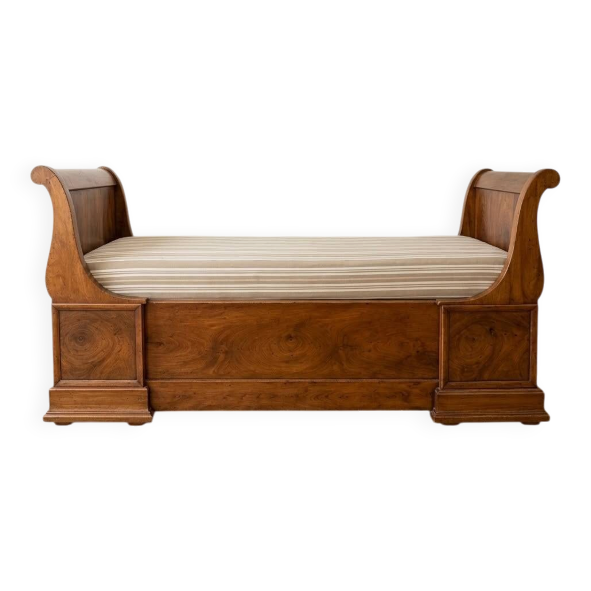 Lit bateau / Banquette ancienne noyer massif – Style Louis-Philippe –
