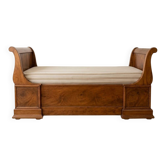 Lit bateau / Antique walnut bench – Louis-Philippe style –