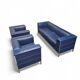 Poltrona Frau set / dark blue leather / Talus / sofa - chairs - / 3 seater / 2 x lounge chair