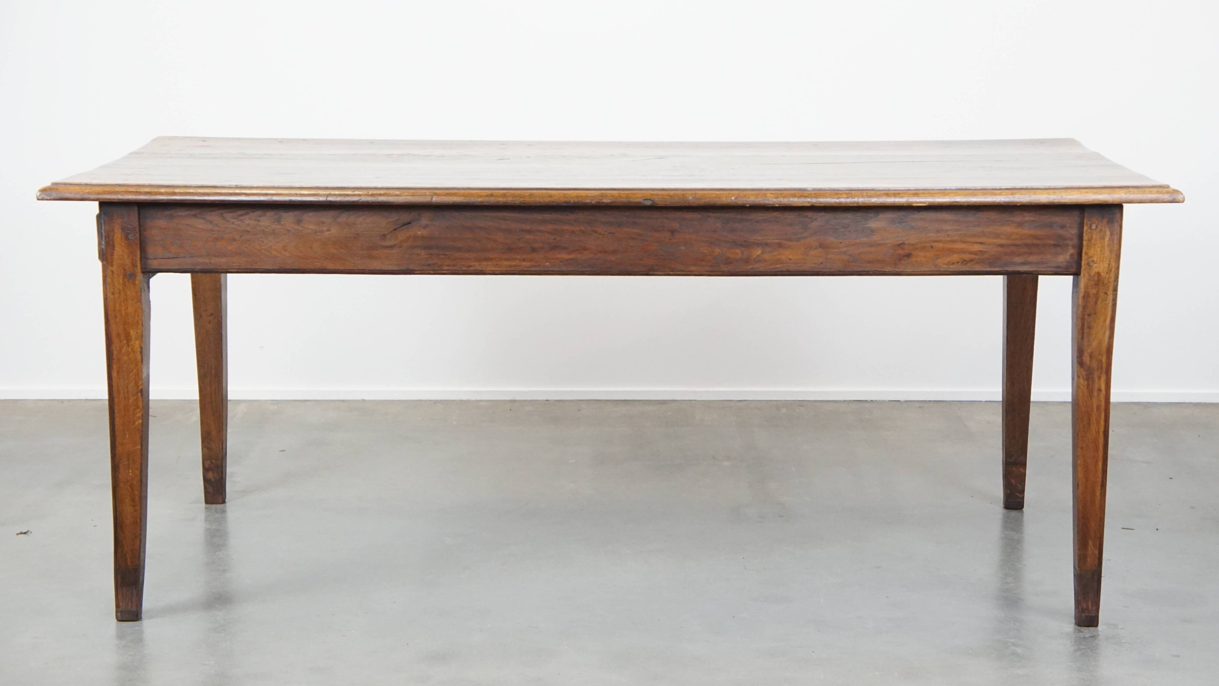 Antique French Oak Dining Table from the Early 19th Century with 2 Drawers