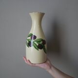 Vintage glazed ceramic vase made in Italy fruit decor handmade pottery jug
