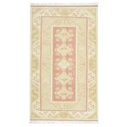 1970s Vintage Turkish Oushak Handmade Wool Cotton Beige Area Rug 153x260