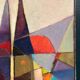 Oil on Swedish panel – 'Geometric Composition' by Stellan Widholm – Signed – vintage and framed – 35 × 32 × 5 cm