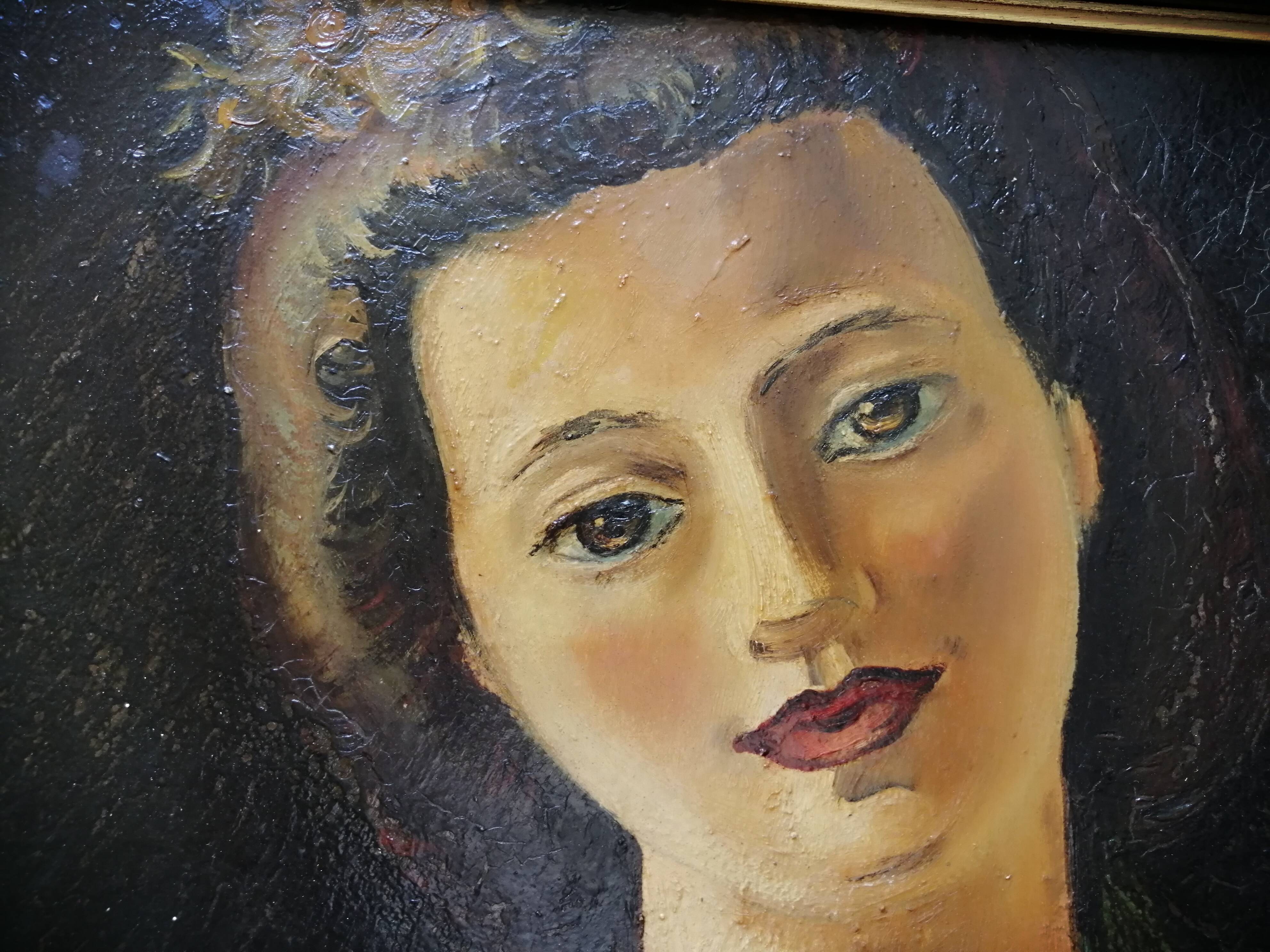 Oil on panel signed and titled on the back framed Chériane