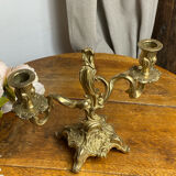 Two-arm chandelier, rocaille style, in bronze