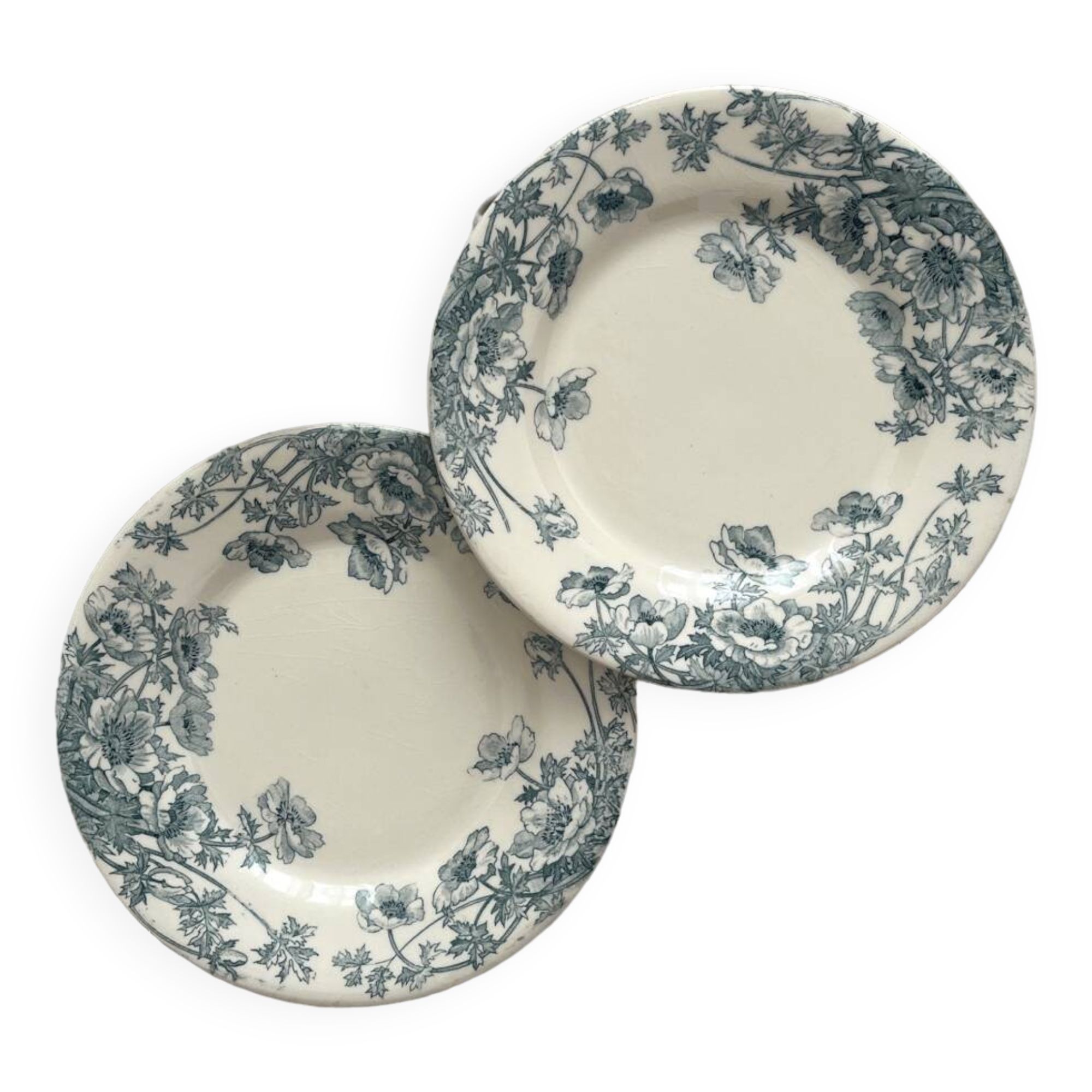 2 Gien "Anemones" ironstone dessert plates
